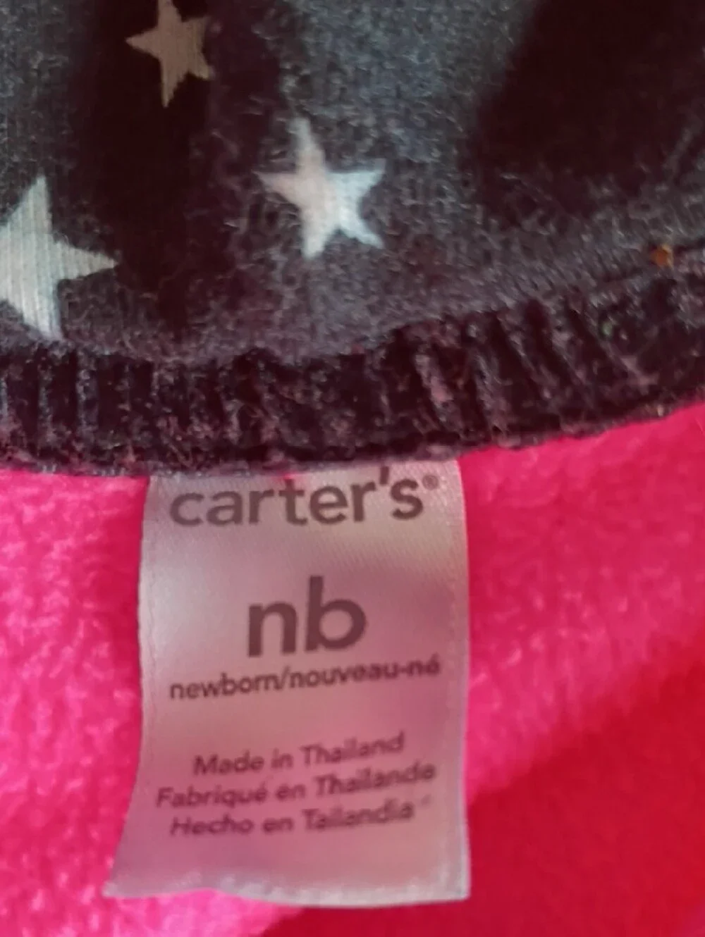 Carter's Bright Pink Fleece Hooded Baby Jacket with Star-Lined Hood